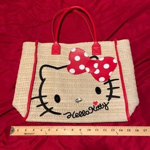 HELLO KITTY straw tote bag
